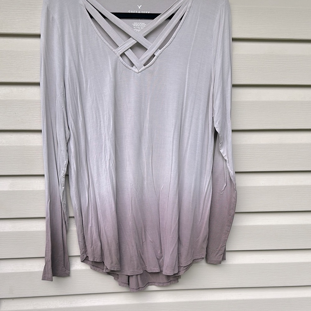 America Eagle long sleeve T-shirt pink ombré XL
